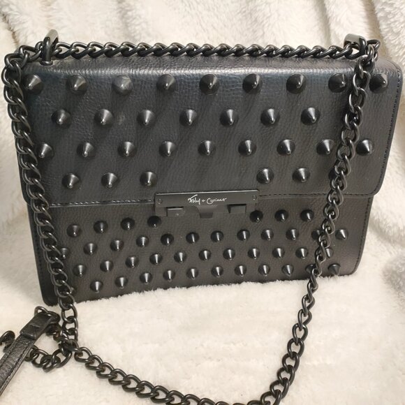 Foley & Corinna NWT Black Skyline Bandit Studded Crossbody Purse - Picture 1 of 15